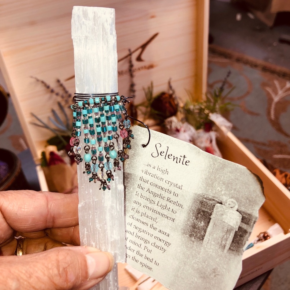 Selenite Wand Wire Wrapped Handmade